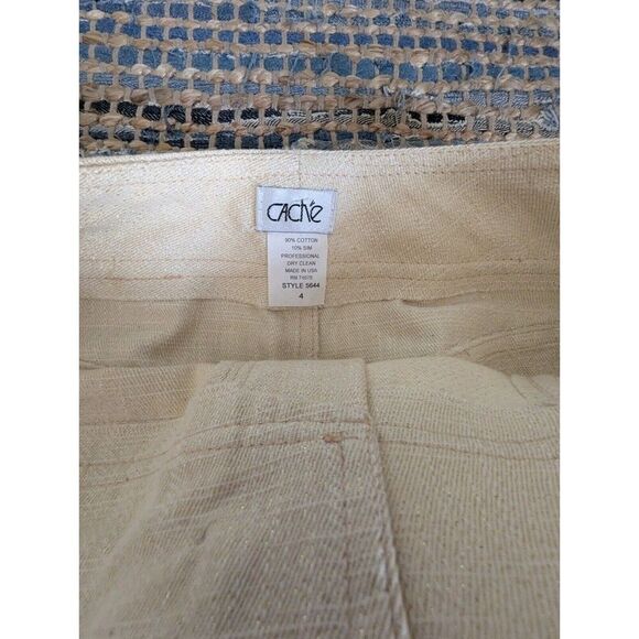 Cache Denim Gold Metallic Rhinestone Stud Skirt 4 Short Pockets Bling Mini Glitt - Picture 3 of 7